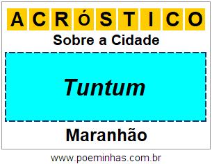 Acróstico Para Imprimir Sobre a Cidade Tuntum