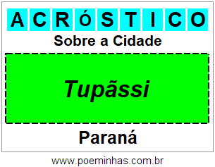 Acróstico Para Imprimir Sobre a Cidade Tupãssi