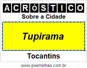 Acróstico Para Imprimir Sobre a Cidade Tupirama