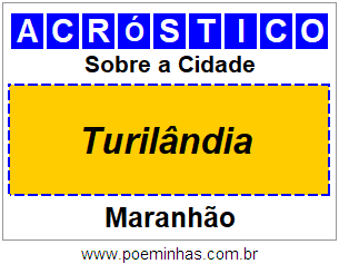 Acróstico Para Imprimir Sobre a Cidade Turilândia