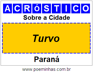 Acróstico Para Imprimir Sobre a Cidade Turvo