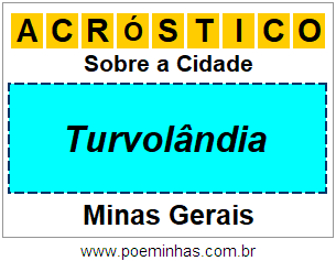 Acróstico Para Imprimir Sobre a Cidade Turvolândia