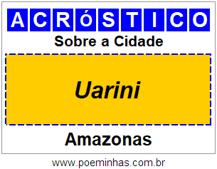 Acróstico Para Imprimir Sobre a Cidade Uarini