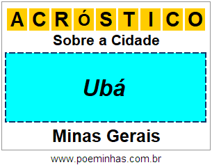 Acróstico Para Imprimir Sobre a Cidade Ubá