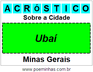 Acróstico Para Imprimir Sobre a Cidade Ubaí