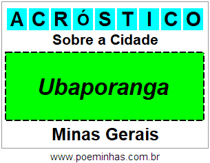 Acróstico Para Imprimir Sobre a Cidade Ubaporanga