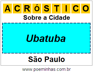 Acróstico Para Imprimir Sobre a Cidade Ubatuba