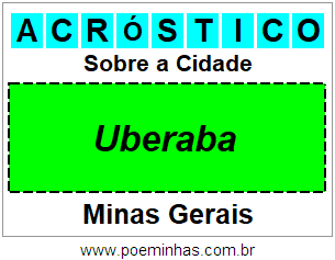 Acróstico Para Imprimir Sobre a Cidade Uberaba