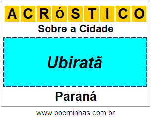 Acróstico Para Imprimir Sobre a Cidade Ubiratã