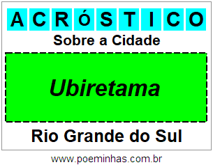 Acróstico Para Imprimir Sobre a Cidade Ubiretama