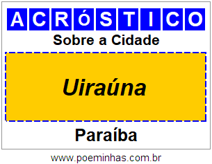 Acróstico Para Imprimir Sobre a Cidade Uiraúna