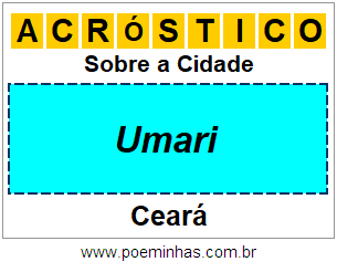 Acróstico Para Imprimir Sobre a Cidade Umari