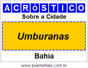 Acróstico Para Imprimir Sobre a Cidade Umburanas