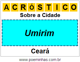 Acróstico Para Imprimir Sobre a Cidade Umirim