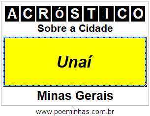 Acróstico Para Imprimir Sobre a Cidade Unaí