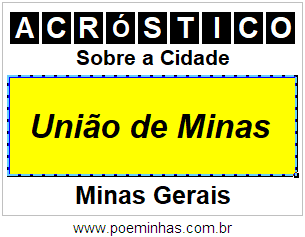 Acróstico Para Imprimir Sobre a Cidade União de Minas