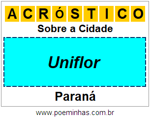 Acróstico Para Imprimir Sobre a Cidade Uniflor