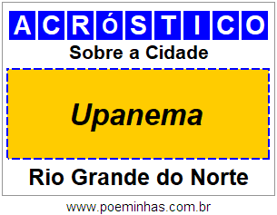 Acróstico Para Imprimir Sobre a Cidade Upanema