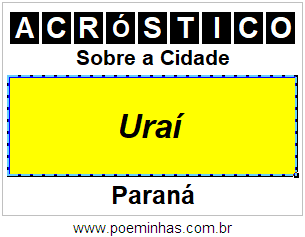 Acróstico Para Imprimir Sobre a Cidade Uraí