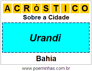 Acróstico Para Imprimir Sobre a Cidade Urandi