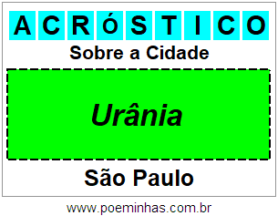 Acróstico Para Imprimir Sobre a Cidade Urânia