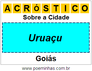 Acróstico Para Imprimir Sobre a Cidade Uruaçu