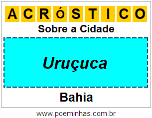 Acróstico Para Imprimir Sobre a Cidade Uruçuca