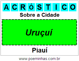 Acróstico Para Imprimir Sobre a Cidade Uruçuí