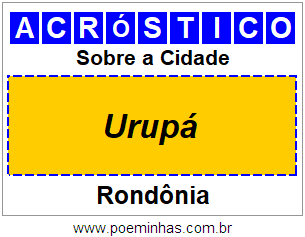 Acróstico Para Imprimir Sobre a Cidade Urupá