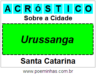 Acróstico Para Imprimir Sobre a Cidade Urussanga