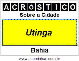 Acróstico Para Imprimir Sobre a Cidade Utinga