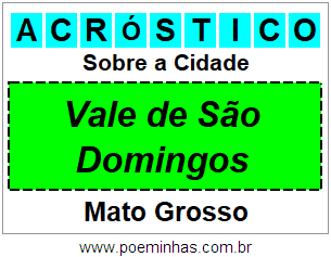 Acróstico Para Imprimir Sobre a Cidade Vale de São Domingos