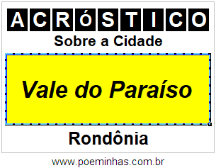 Acróstico Para Imprimir Sobre a Cidade Vale do Paraíso