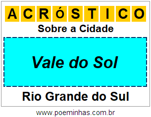 Acróstico Para Imprimir Sobre a Cidade Vale do Sol