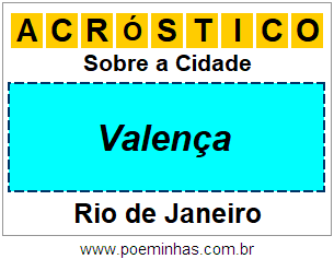 Acróstico Para Imprimir Sobre a Cidade Valença