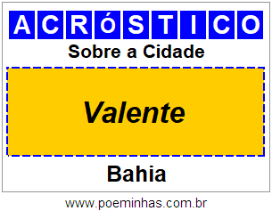 Acróstico Para Imprimir Sobre a Cidade Valente