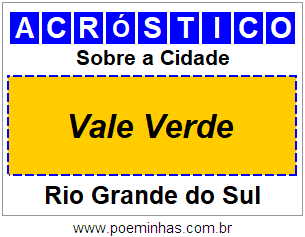 Acróstico Para Imprimir Sobre a Cidade Vale Verde