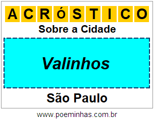 Acróstico Para Imprimir Sobre a Cidade Valinhos