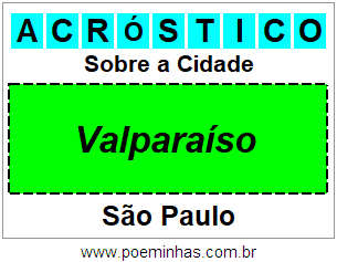 Acróstico Para Imprimir Sobre a Cidade Valparaíso