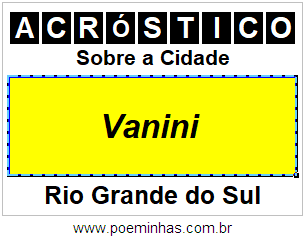 Acróstico Para Imprimir Sobre a Cidade Vanini