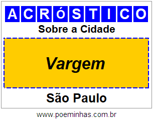 Acróstico Para Imprimir Sobre a Cidade Vargem