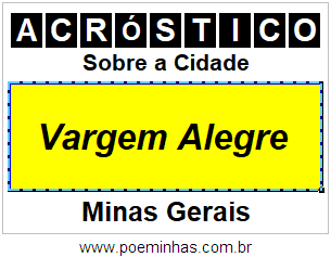 Acróstico Para Imprimir Sobre a Cidade Vargem Alegre