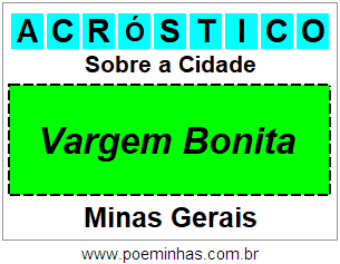 Acróstico Para Imprimir Sobre a Cidade Vargem Bonita