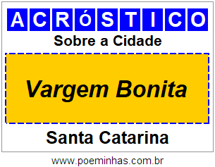 Acróstico Para Imprimir Sobre a Cidade Vargem Bonita