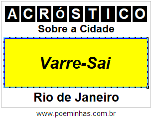 Acróstico Para Imprimir Sobre a Cidade Varre-Sai