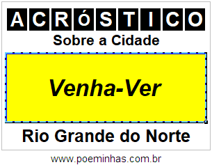 Acróstico Para Imprimir Sobre a Cidade Venha-Ver