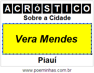 Acróstico Para Imprimir Sobre a Cidade Vera Mendes