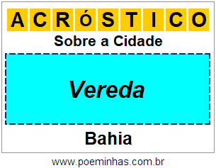 Acróstico Para Imprimir Sobre a Cidade Vereda