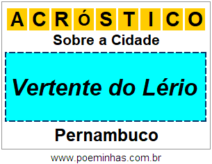 Acróstico Para Imprimir Sobre a Cidade Vertente do Lério