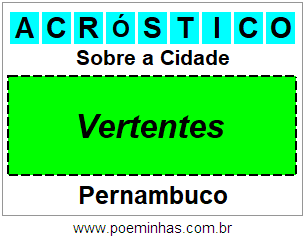 Acróstico Para Imprimir Sobre a Cidade Vertentes